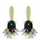Cercei din Argint 925 Placat cu Aur ( 2.69 grame ) cu Opal Etiopian Negru Lega Dembi și Topaz Alb 0.73 Carate