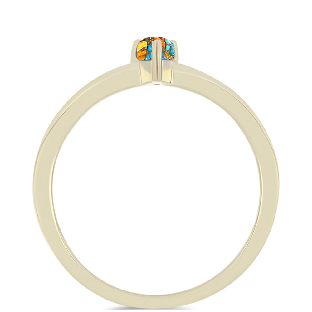 Inel din Argint 925 Placat cu Aur ( 1.49 grame ) cu Turcoaz Oyster 0.27 Carate 2 