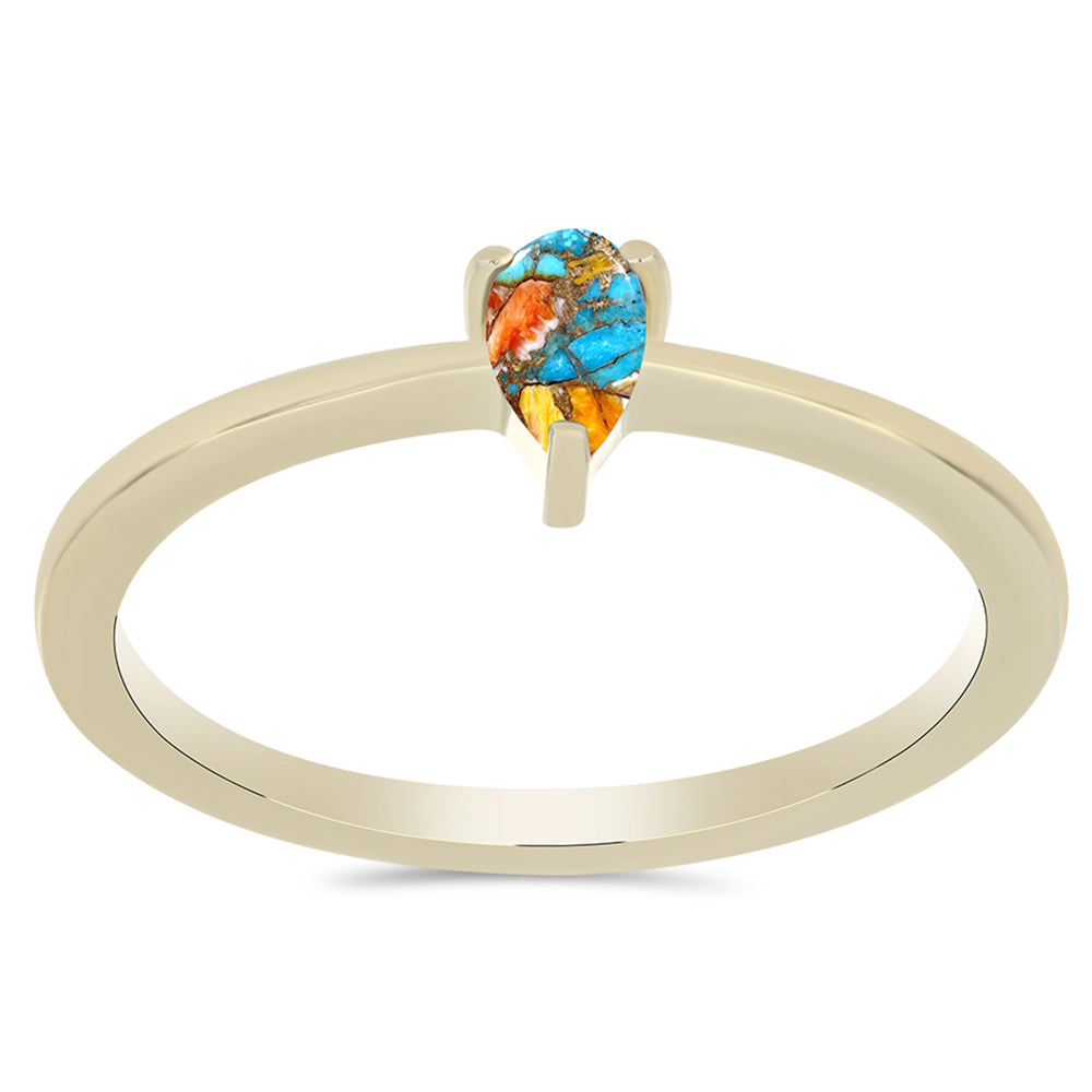 Inel din Argint 925 Placat cu Aur ( 1.49 grame ) cu Turcoaz Oyster 0.27 Carate 3 