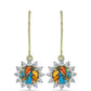 Cercei din Argint 925 Placat cu Aur ( 2.37 grame ) cu Turcoaz Oyster și Topaz Alb 2.82 Carate