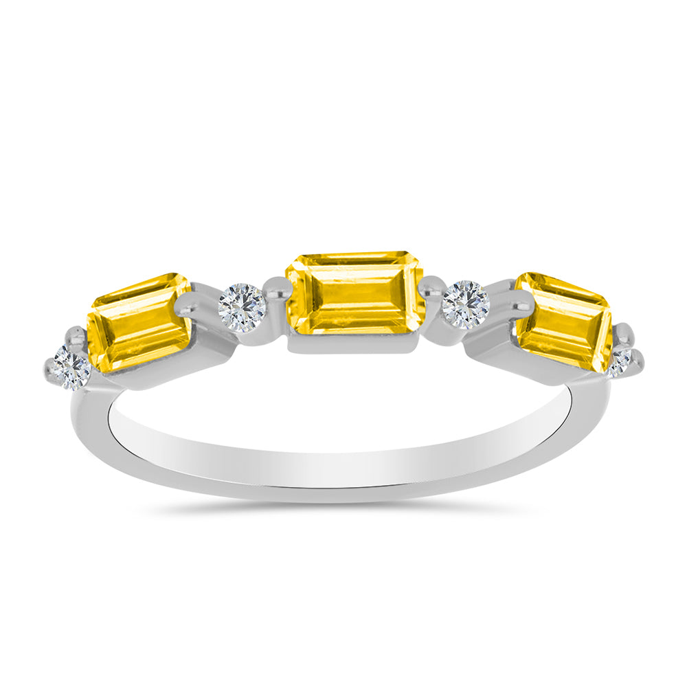 Inel din Argint 925 ( 1.79 grame ) cu Citrin Ural și Topaz Alb 0.99 Carate 1 