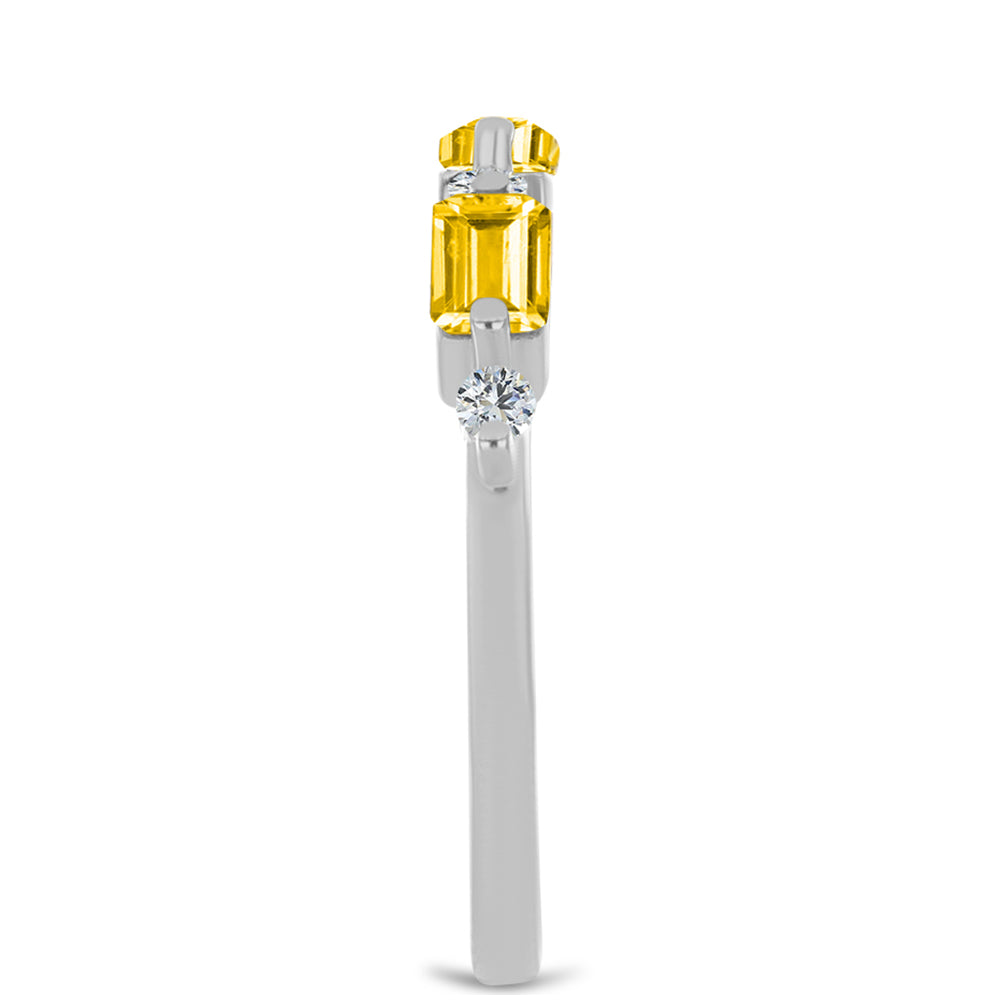 Inel din Argint 925 ( 1.79 grame ) cu Citrin Ural și Topaz Alb 0.99 Carate 4 