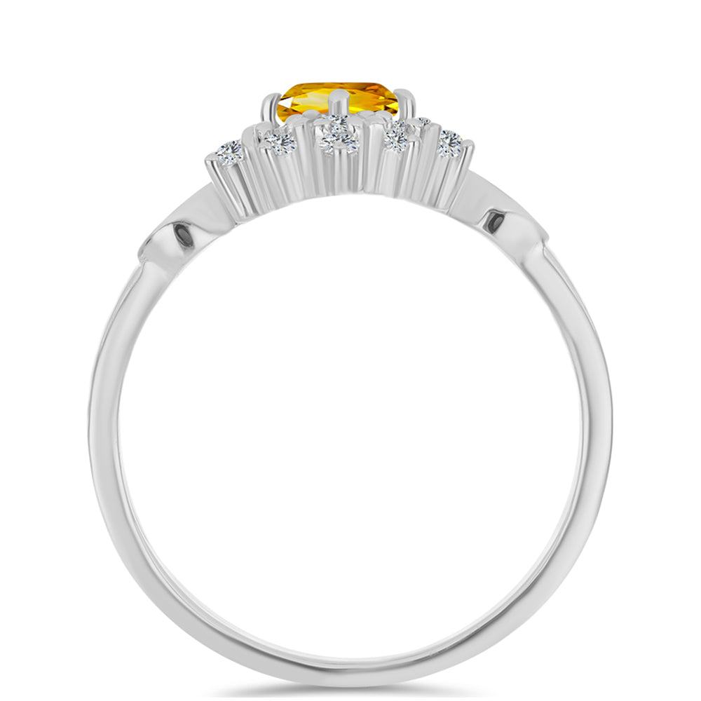 Inel din Argint 925 ( 2.83 grame ) cu Citrin Ural și Topaz Alb 1.1 Carate