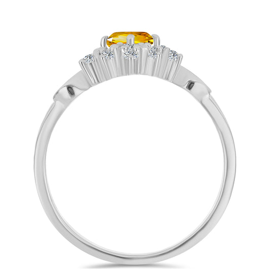 Inel din Argint 925 ( 2.83 grame ) cu Citrin Ural și Topaz Alb 1.1 Carate
