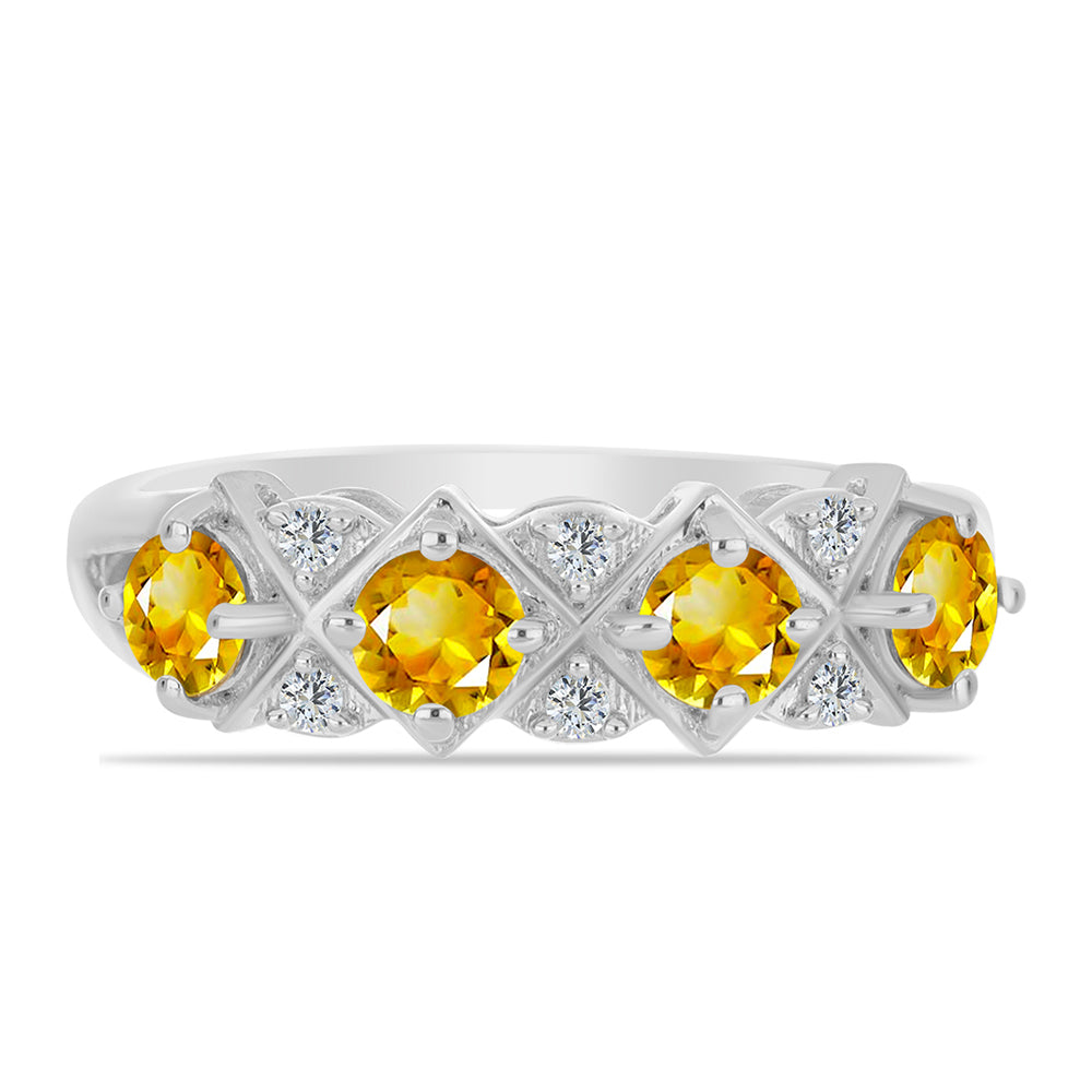 Inel din Argint 925 ( 2.29 grame ) cu Citrin Ural și Topaz Alb 0.99 Carate 2 