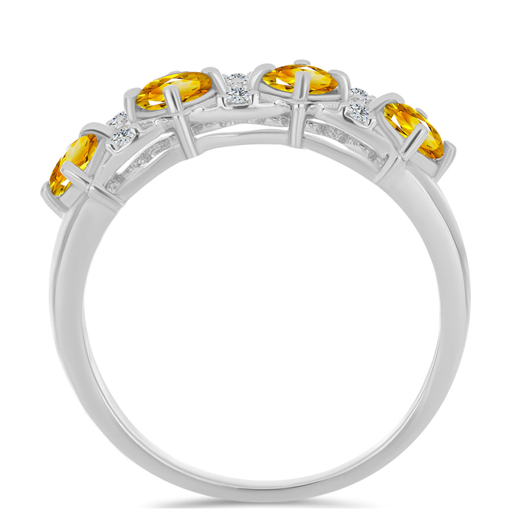 Inel din Argint 925 ( 2.29 grame ) cu Citrin Ural și Topaz Alb 0.99 Carate 3 