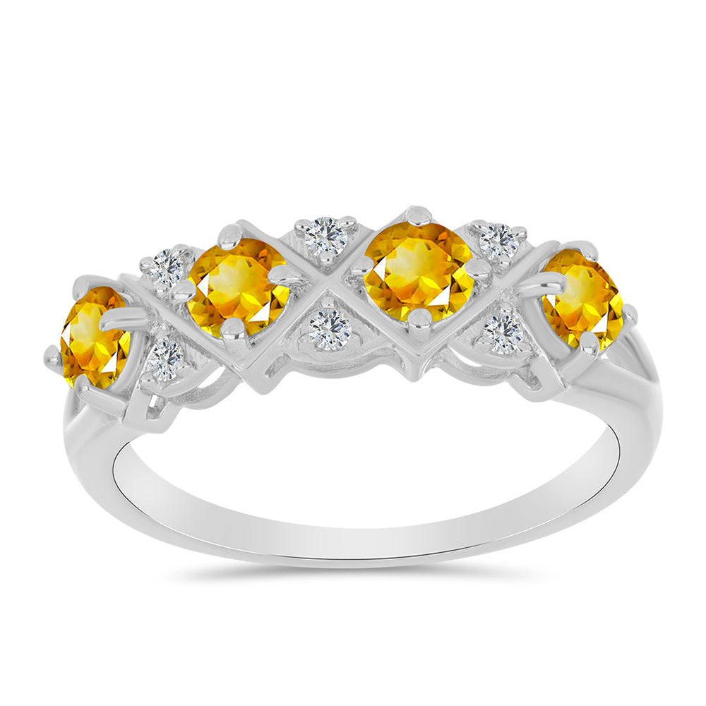 Inel din Argint 925 ( 2.29 grame ) cu Citrin Ural și Topaz Alb 0.99 Carate