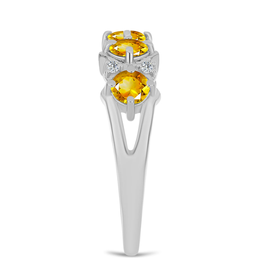 Inel din Argint 925 ( 2.29 grame ) cu Citrin Ural și Topaz Alb 0.99 Carate
