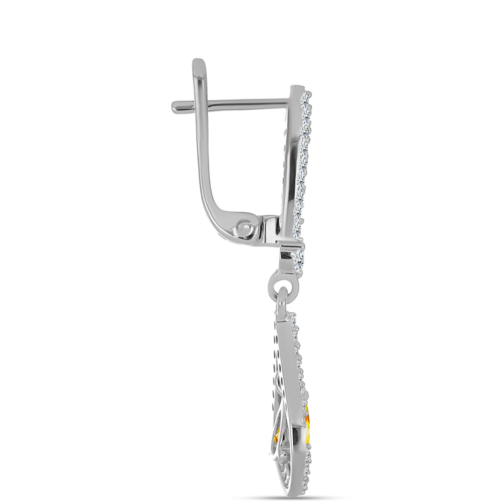 Cercei din Argint 925 ( 4.55 grame ) cu Citrin Ural și Topaz Alb 1.44 Carate 2 