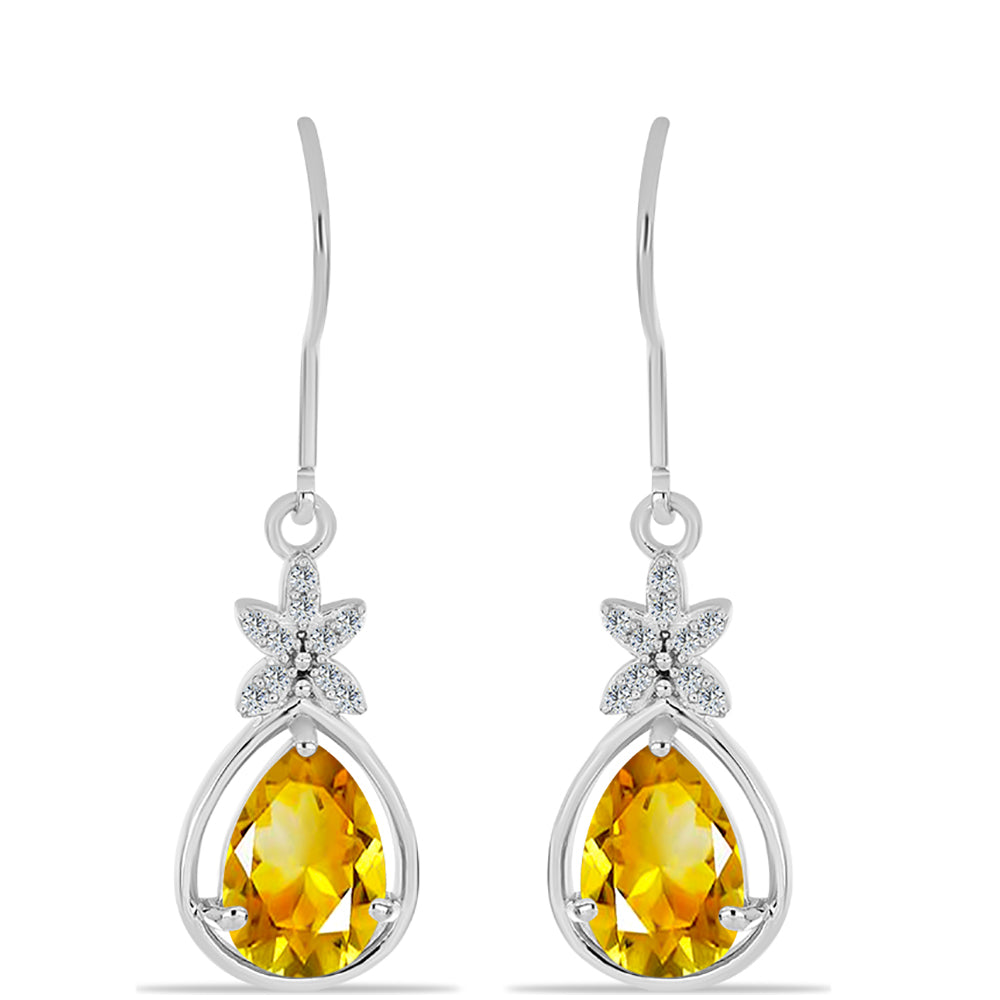 Cercei din Argint 925 ( 3.15 grame ) cu Citrin Ural și Topaz Alb 3.58 Carate