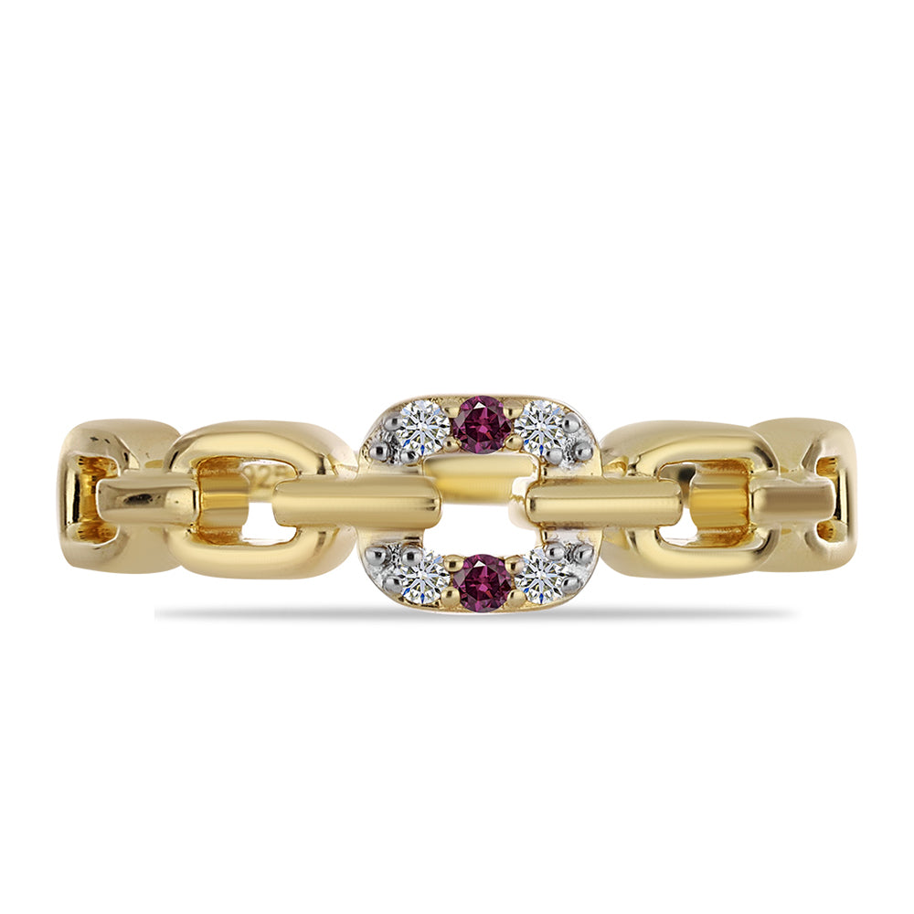 Inel din Argint 925 Placat cu Aur ( 2.44 grame ) cu Diamant Violet și Diamant Alb 0.07 Carate 1 