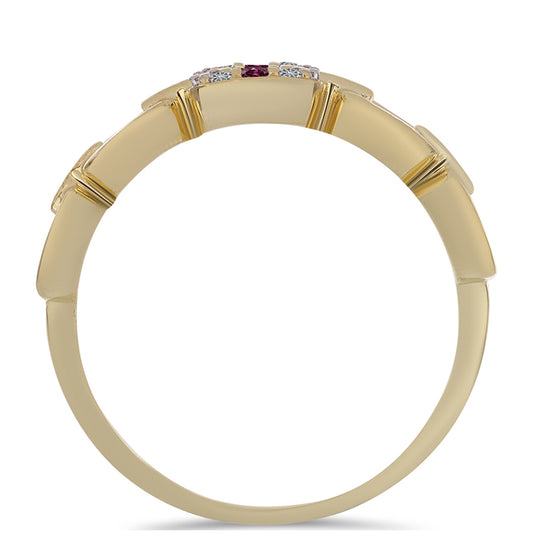 Inel din Argint 925 Placat cu Aur ( 2.44 grame ) cu Diamant Violet și Diamant Alb 0.07 Carate