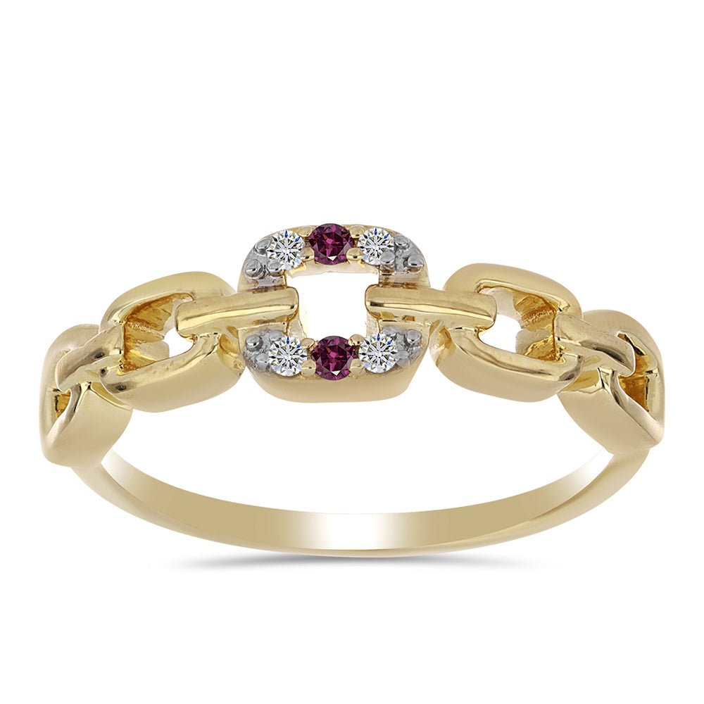 Inel din Argint 925 Placat cu Aur ( 2.44 grame ) cu Diamant Violet și Diamant Alb 0.07 Carate 3 