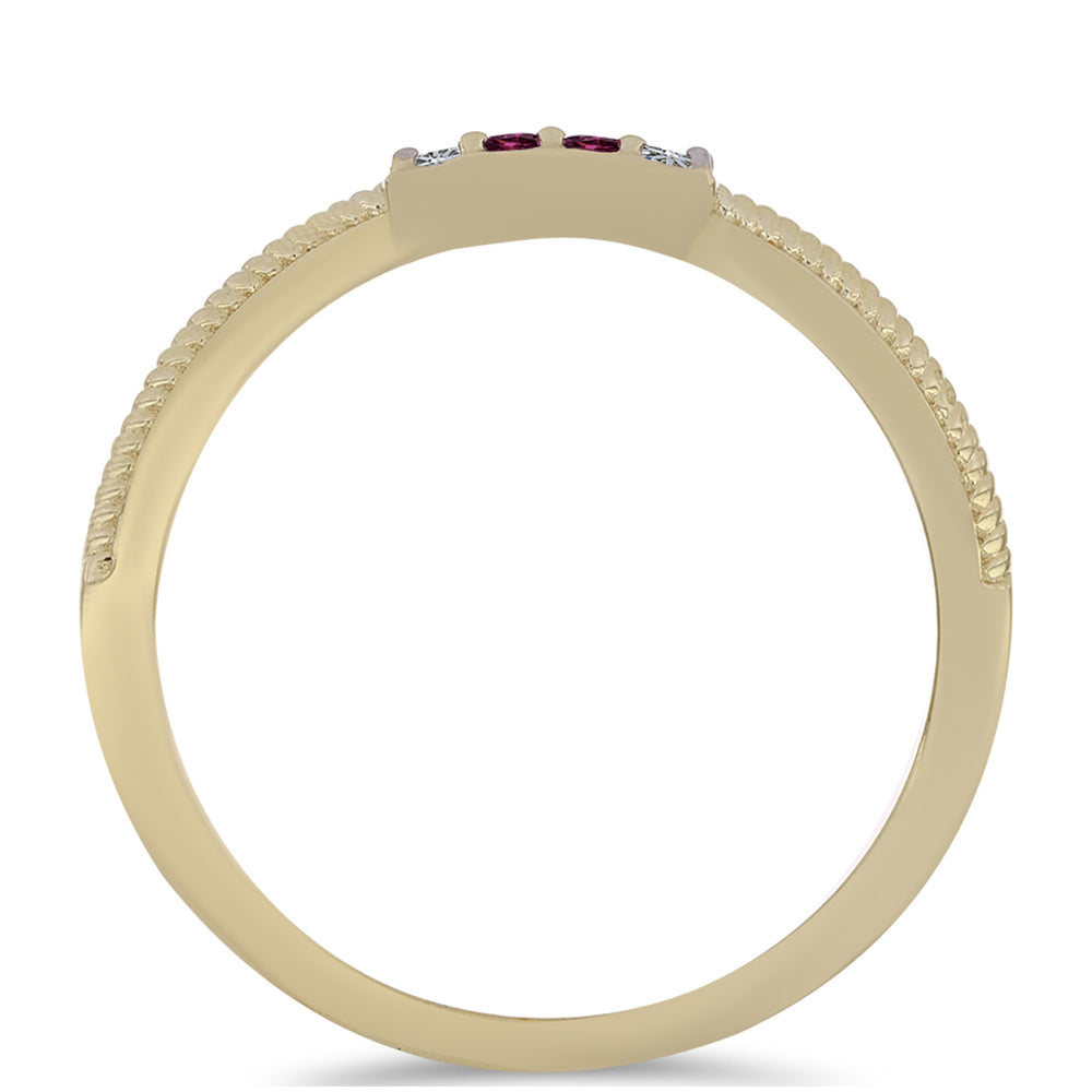 Inel din Argint 925 Placat cu Aur ( 1.46 grame ) cu Diamant Violet și Diamant Alb 0.06 Carate 3 