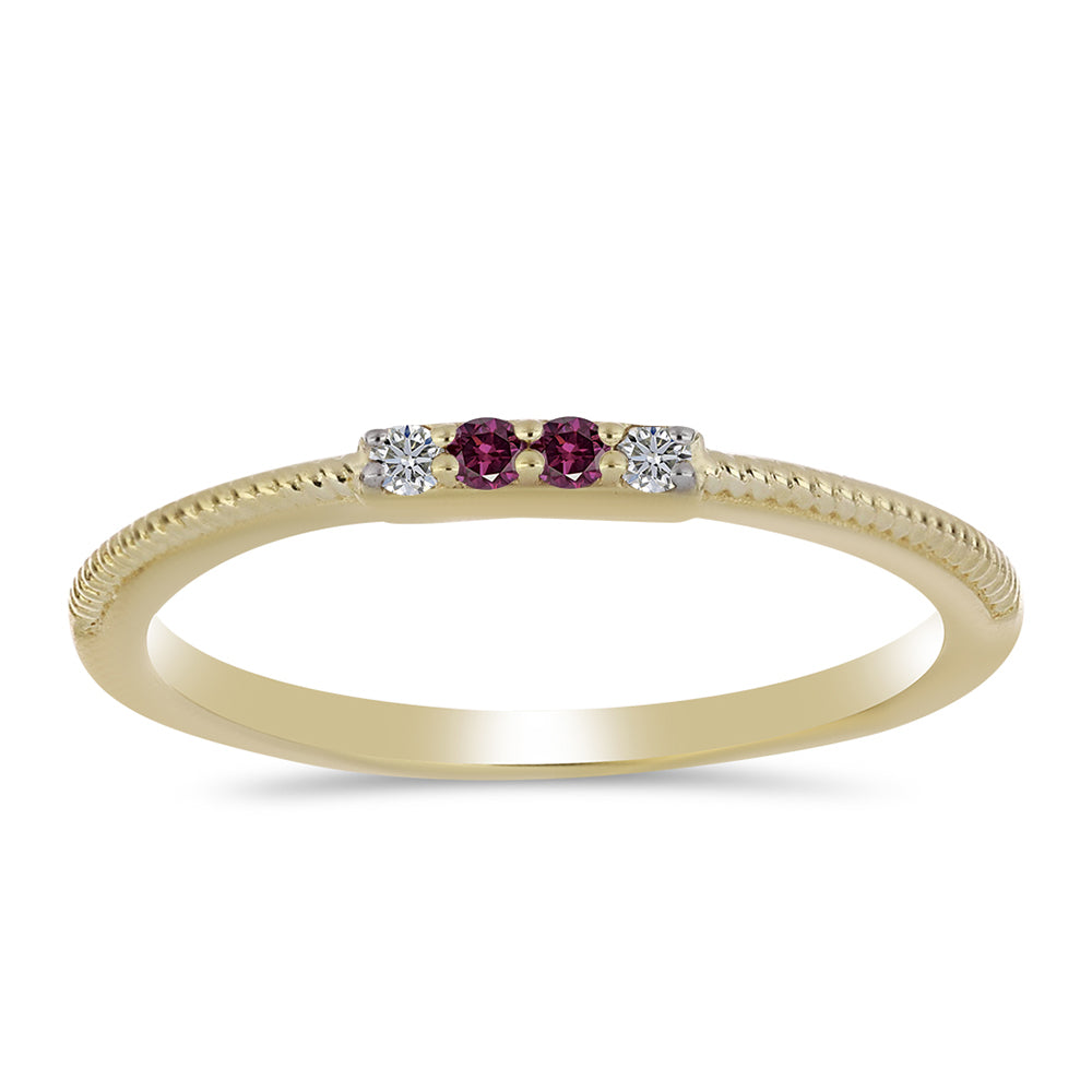 Inel din Argint 925 Placat cu Aur ( 1.46 grame ) cu Diamant Violet și Diamant Alb 0.06 Carate 1 