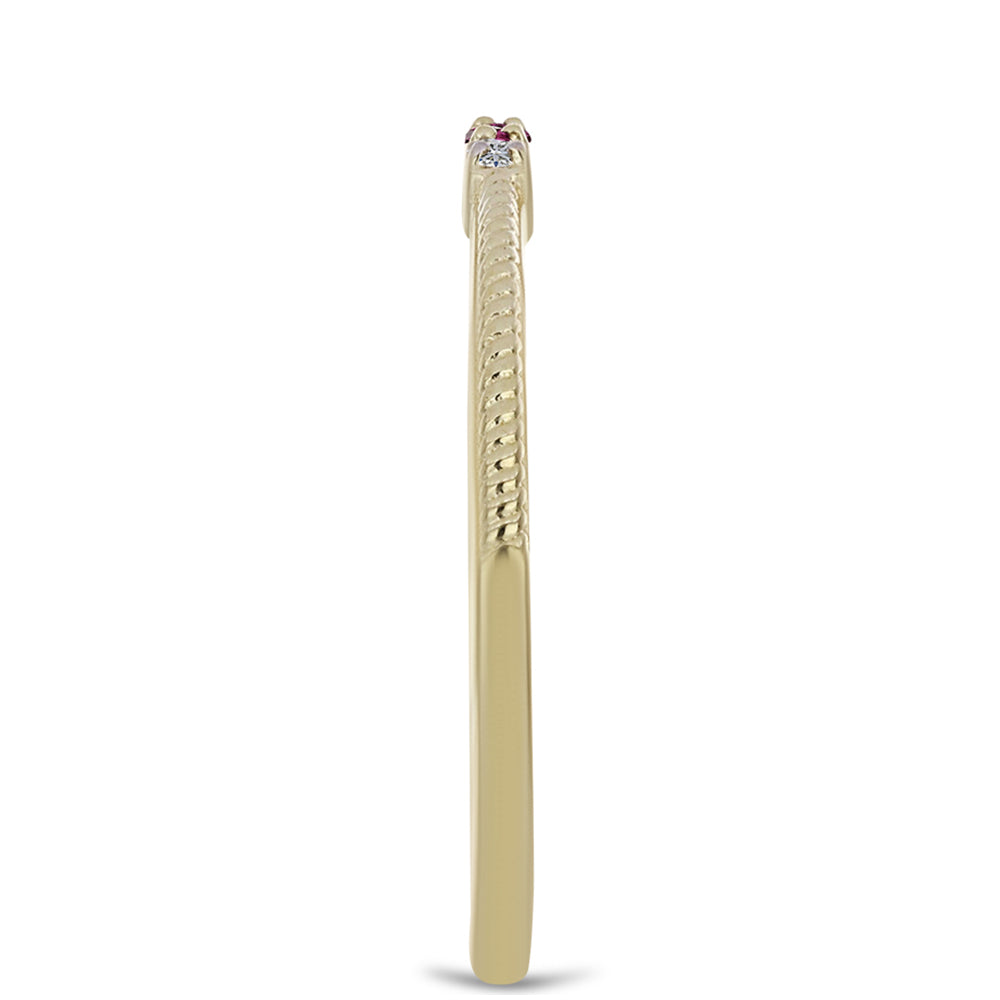 Inel din Argint 925 Placat cu Aur ( 1.46 grame ) cu Diamant Violet și Diamant Alb 0.06 Carate 4 