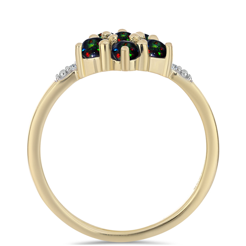 Inel din Argint 925 Placat cu Aur ( 2.15 grame ) cu Opal Etiopian Negru Lega Dembi și Topaz Alb 0.48 Carate 2 