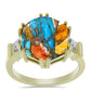 Inel din Argint 925 Placat cu Aur ( 3.37 grame ) cu Turcoaz Oyster și Topaz Alb 8.25 Carate