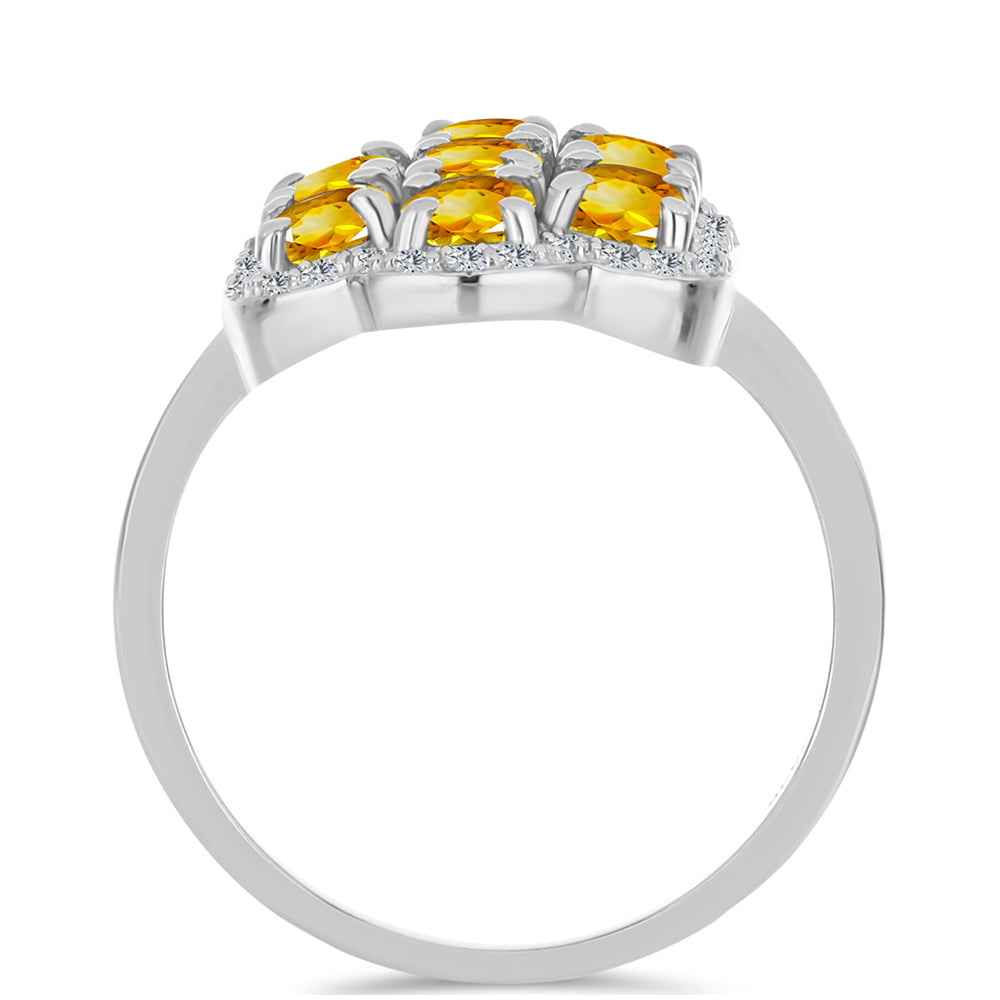 Inel din Argint 925 ( 4.33 grame ) cu Citrin Ural și Topaz Alb 3.46 Carate