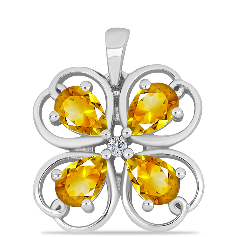Pandantiv din Argint 925 ( 2.11 grame ) cu Citrin Ural și Topaz Alb 1.56 Carate 1 