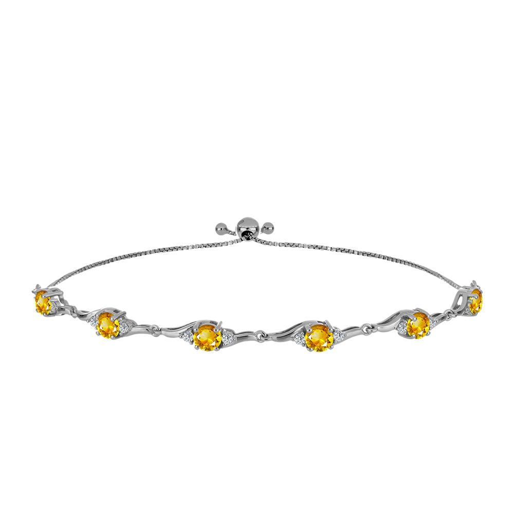 Brățară din Argint 925 ( 6.05 grame ) cu Citrin Ural și Topaz Alb 3.49 Carate 1 