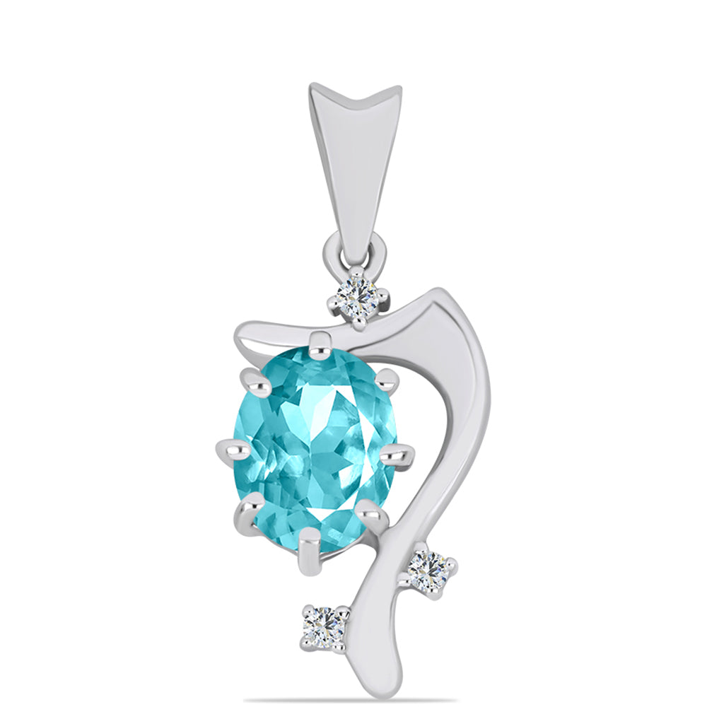 Pandantiv din Argint 925 ( 2.07 grame ) cu Cuarț Paraiba și Topaz Alb 1.73 Carate 1 