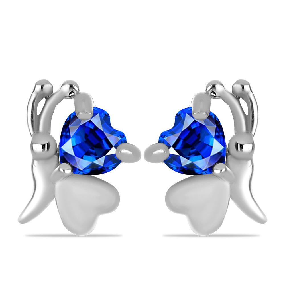 Cercei din Argint 925 ( 1.58 grame ) cu Safir Albastru Australian 0.68 Carate 1 