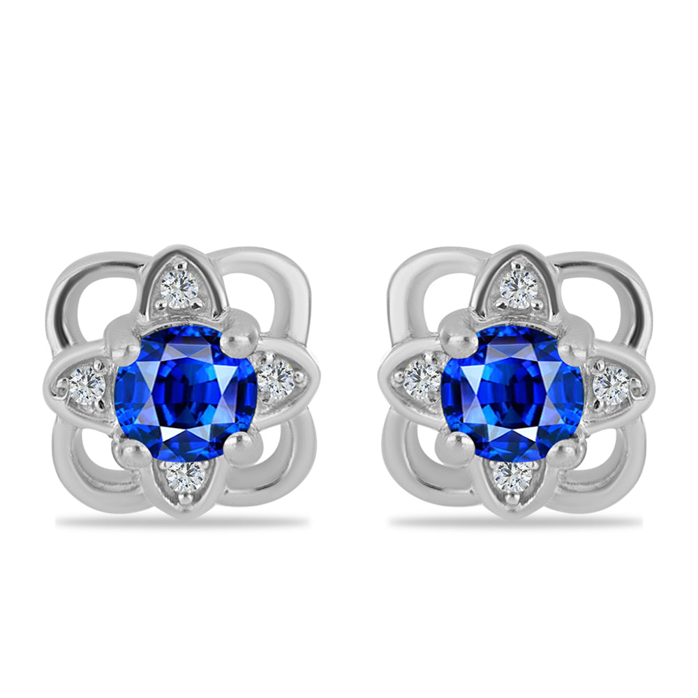 Cercei din Argint 925 ( 1.81 grame ) cu Safir Albastru Australian și Topaz Alb 0.92 Carate 1 