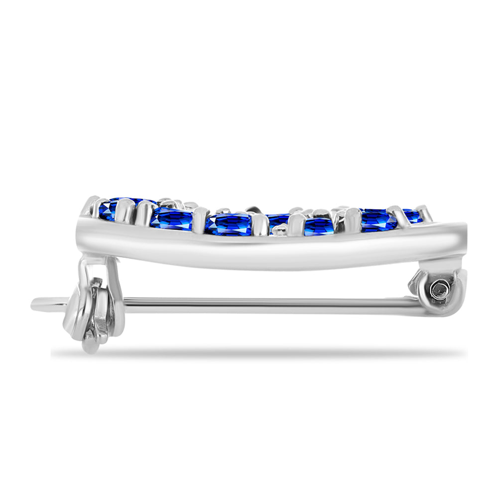 Broşă din Argint 925 ( 3.06 grame ) cu Safir Albastru Australian și Topaz Alb 2.32 Carate 2 