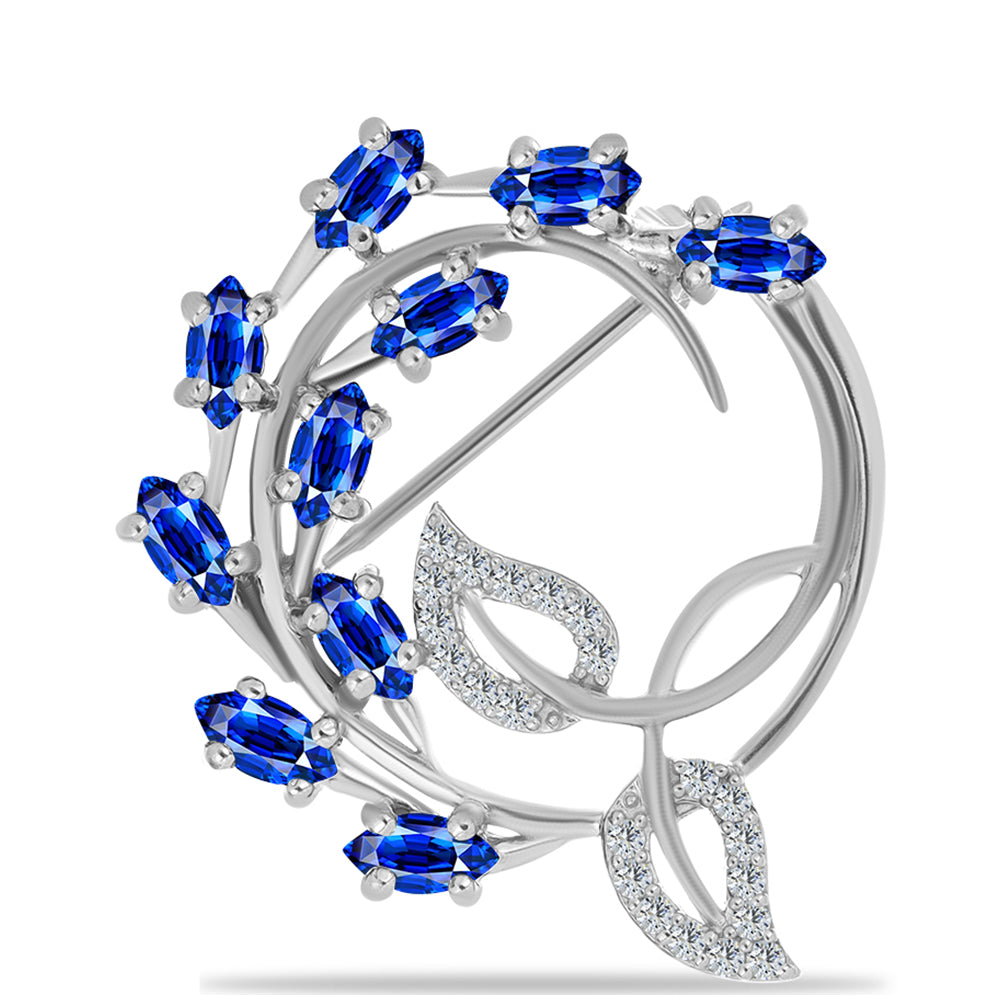 Broşă din Argint 925 ( 4.92 grame ) cu Safir Albastru Australian și Topaz Alb 2.35 Carate 1 