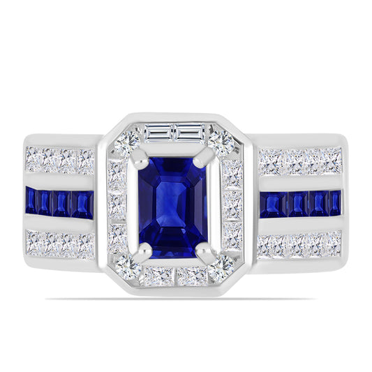 Inel din Argint 925 ( 6.15 grame ) cu Safir Albastru Australian și Topaz Alb 3.45 Carate