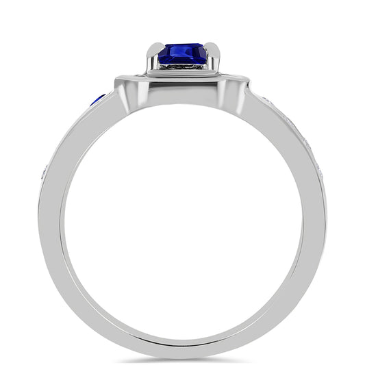 Inel din Argint 925 ( 6.15 grame ) cu Safir Albastru Australian și Topaz Alb 3.45 Carate