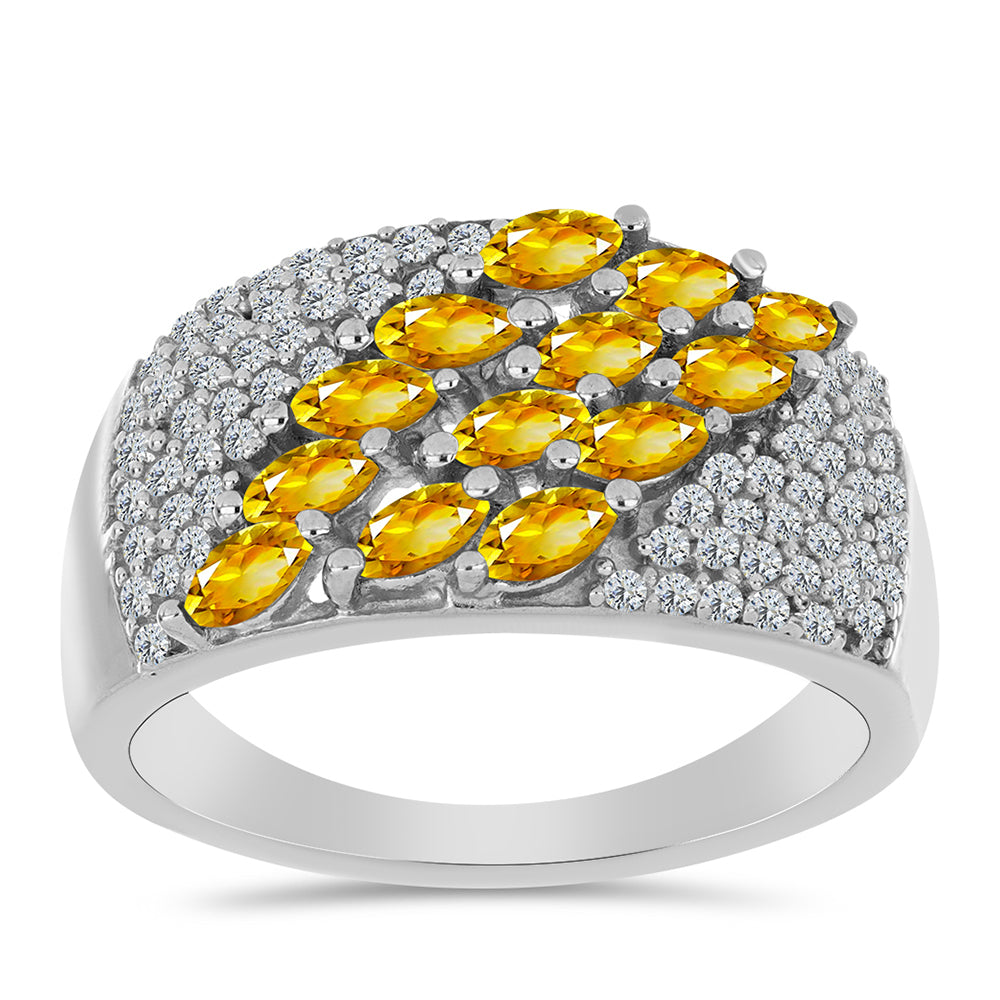 Inel din Argint 925 ( 5.55 grame ) cu Citrin Ural și Topaz Alb 1.38 Carate