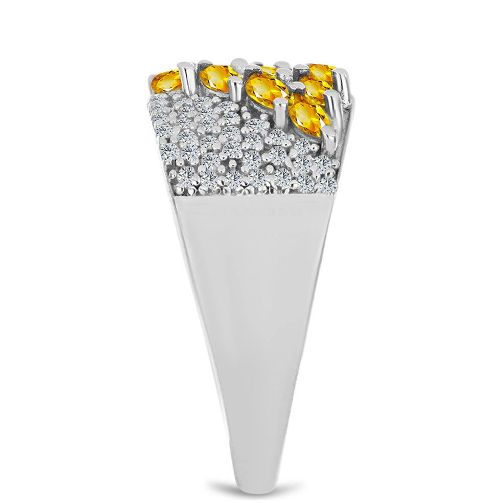 Inel din Argint 925 ( 5.55 grame ) cu Citrin Ural și Topaz Alb 1.38 Carate 4 