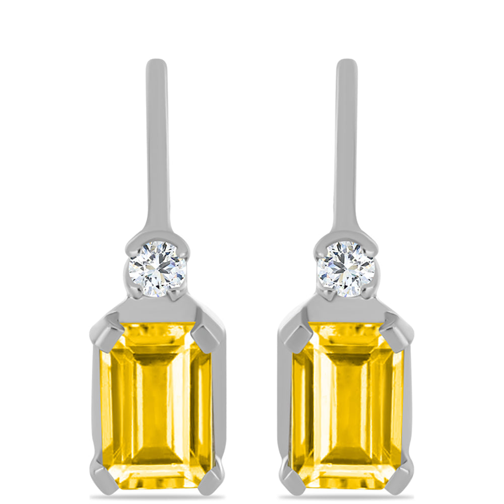 Cercei din Argint 925 ( 1.6 grame ) cu Citrin Ural și Topaz Alb 1.21 Carate