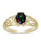 Inel din Argint 925 Placat cu Aur ( 2.47 grame ) cu Opal Etiopian Negru Lega Dembi 0.77 Carate