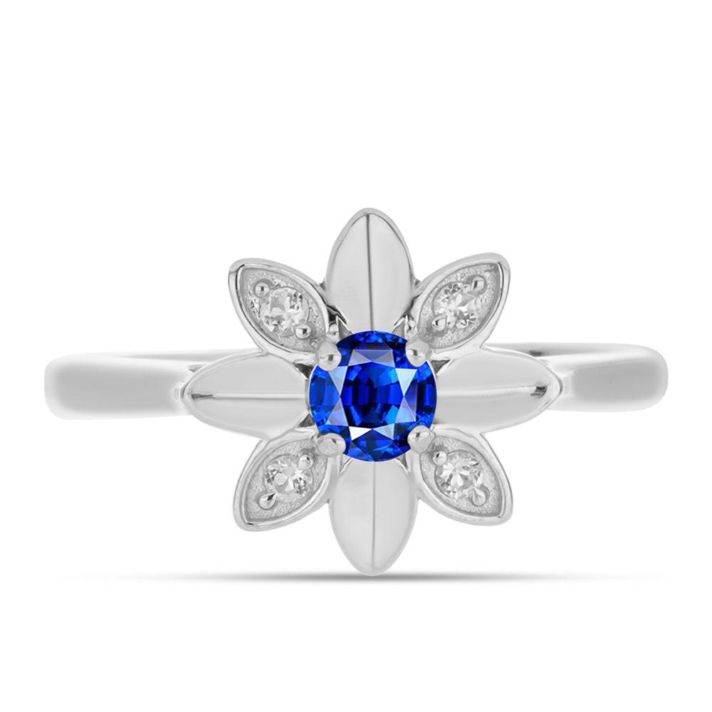 Inel din Argint 925 ( 2.66 grame ) cu Safir Albastru Australian și Topaz Alb 0.42 Carate