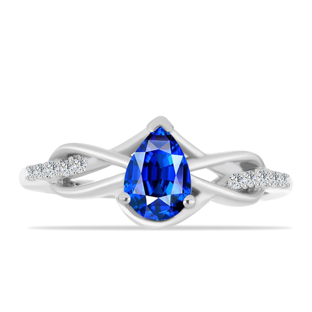 Inel din Argint 925 ( 2.37 grame ) cu Safir Albastru Australian și Topaz Alb 1.02 Carate