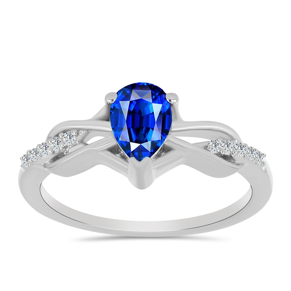 Inel din Argint 925 ( 2.37 grame ) cu Safir Albastru Australian și Topaz Alb 1.02 Carate 3 