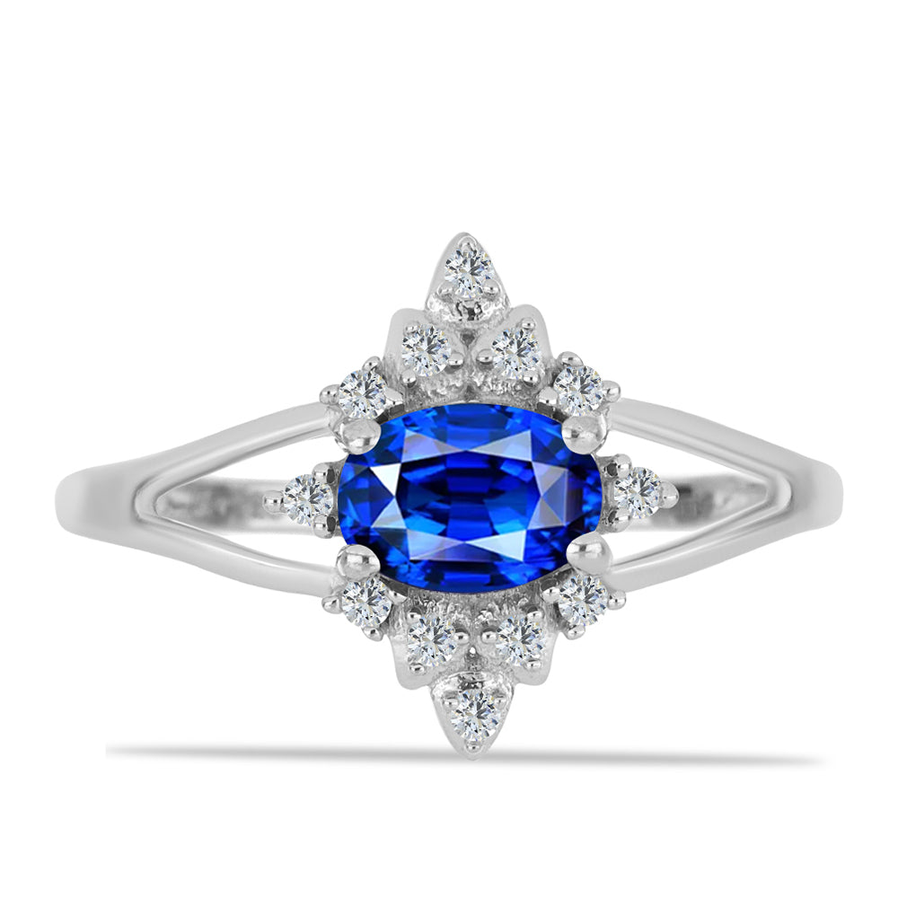Inel din Argint 925 ( 2.23 grame ) cu Safir Albastru Australian și Topaz Alb 1.3 Carate