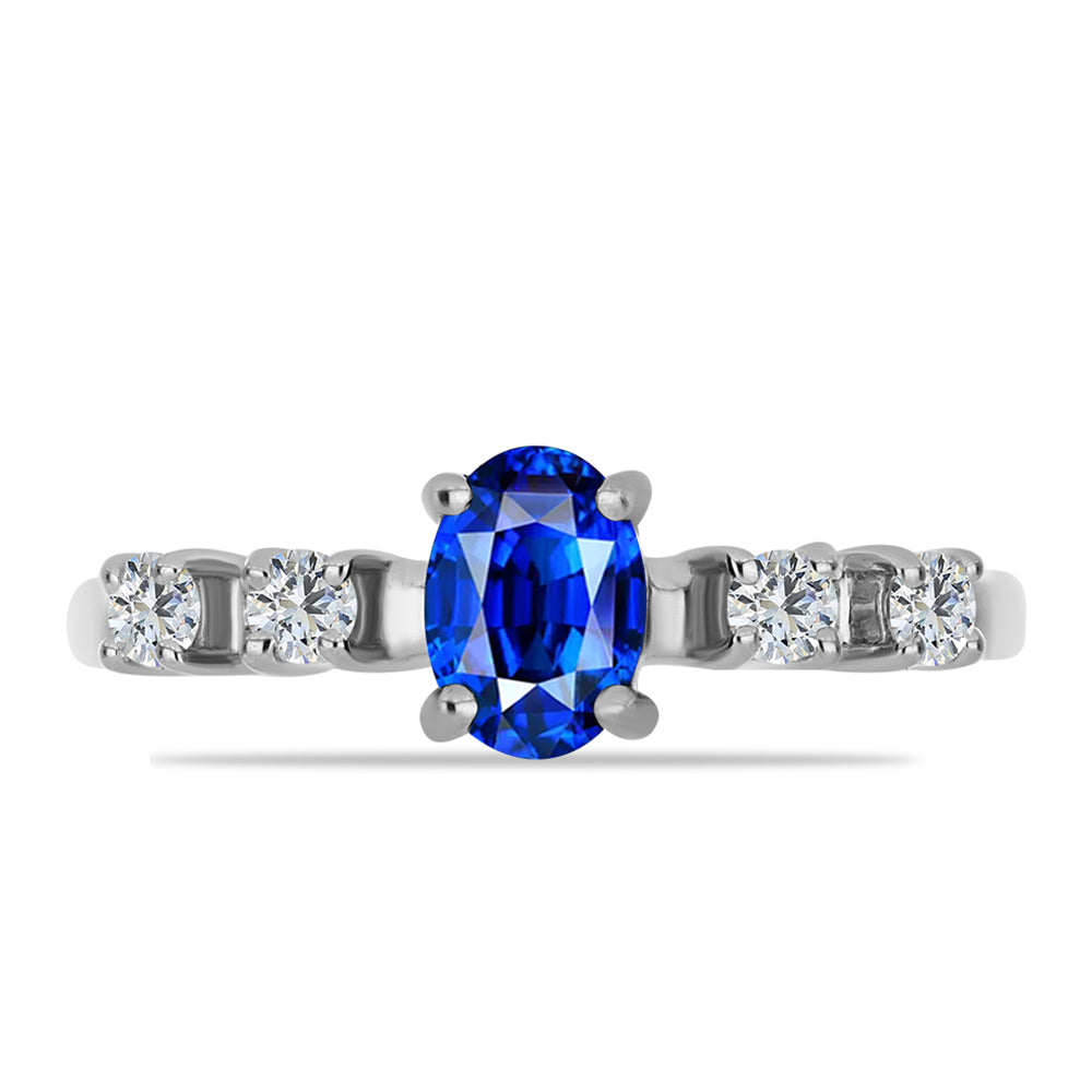 Inel din Argint 925 ( 2.3 grame ) cu Safir Albastru Australian și Topaz Alb 1.43 Carate 1 