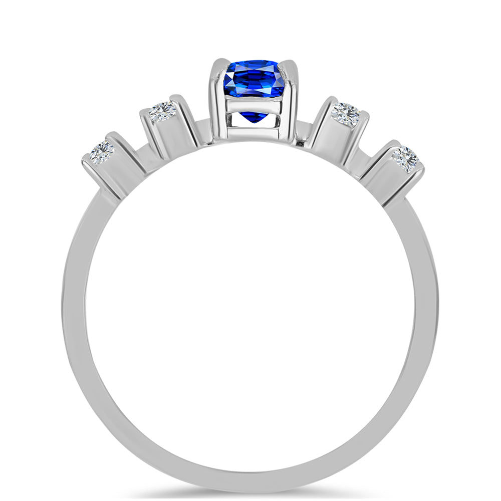 Inel din Argint 925 ( 2.3 grame ) cu Safir Albastru Australian și Topaz Alb 1.43 Carate