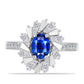 Inel din Argint 925 ( 2.89 grame ) cu Safir Albastru Australian și Zircon Alb 2 Carate