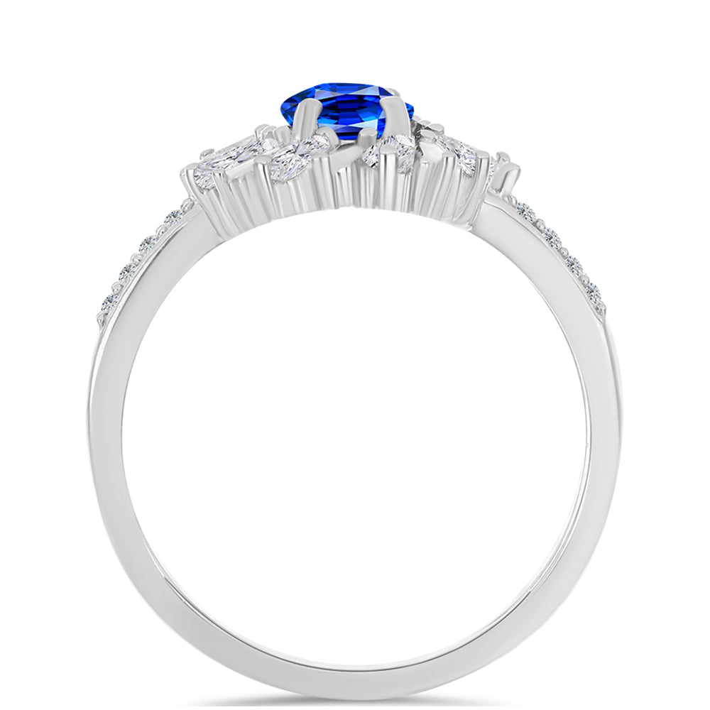 Inel din Argint 925 ( 2.89 grame ) cu Safir Albastru Australian și Zircon Alb 2 Carate 2 