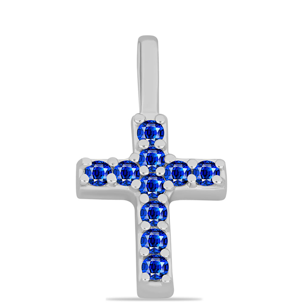 Cruce Pandantiv din Argint 925 ( 0.52 grame ) cu Safir Albastru Australian 0.17 Carate 1 