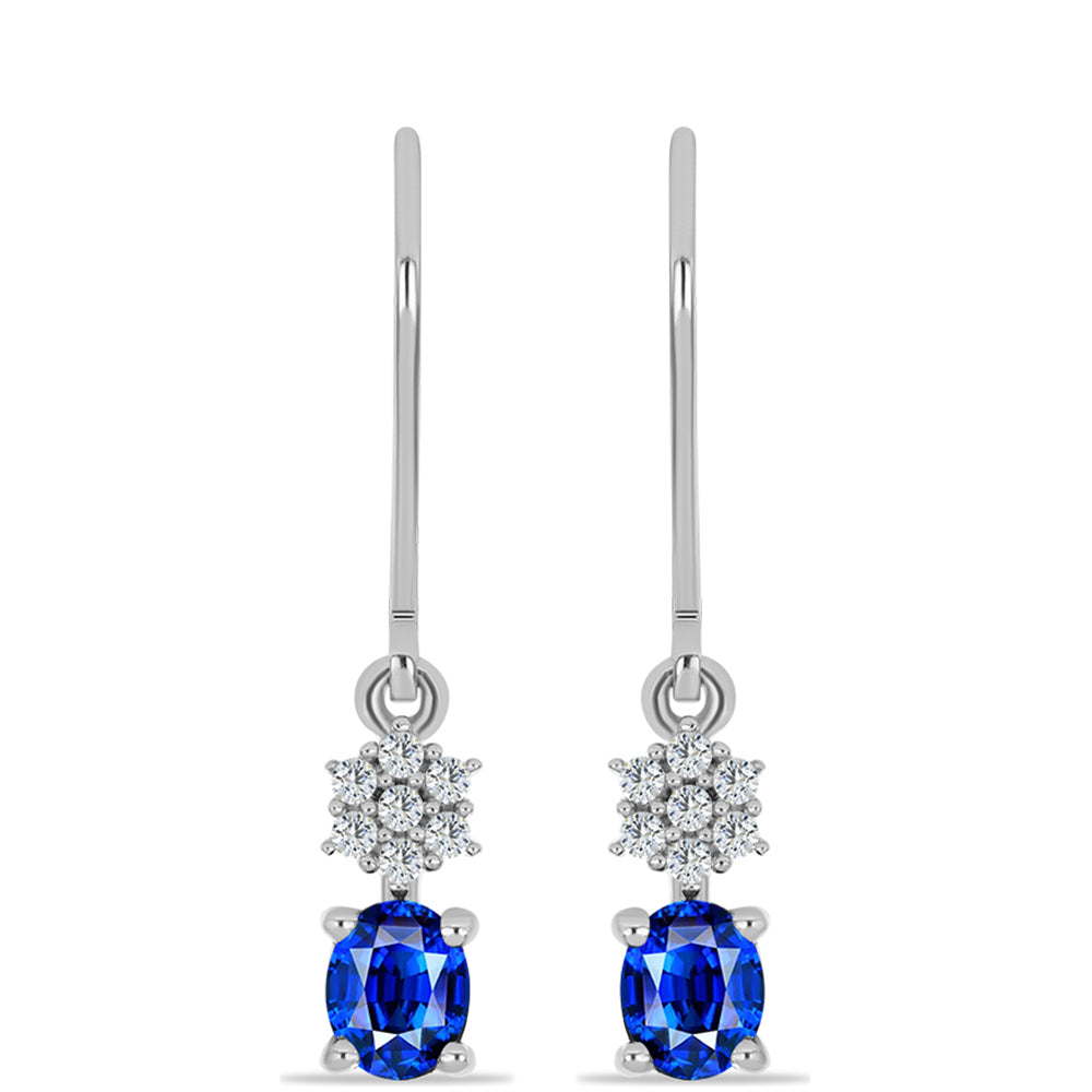 Cercei din Argint 925 ( 1.53 grame ) cu Safir Albastru Australian și Topaz Alb 1.17 Carate