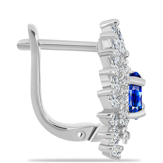 Cercei din Argint 925 ( 5.47 grame ) cu Safir Albastru Australian și Zircon Alb 3.51 Carate