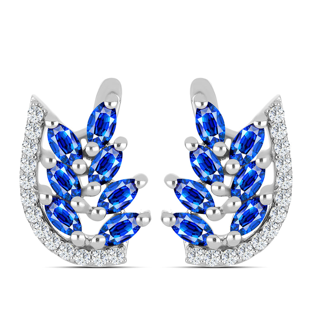 Cercei din Argint 925 ( 3.89 grame ) cu Safir Albastru Australian și Topaz Alb 1.92 Carate