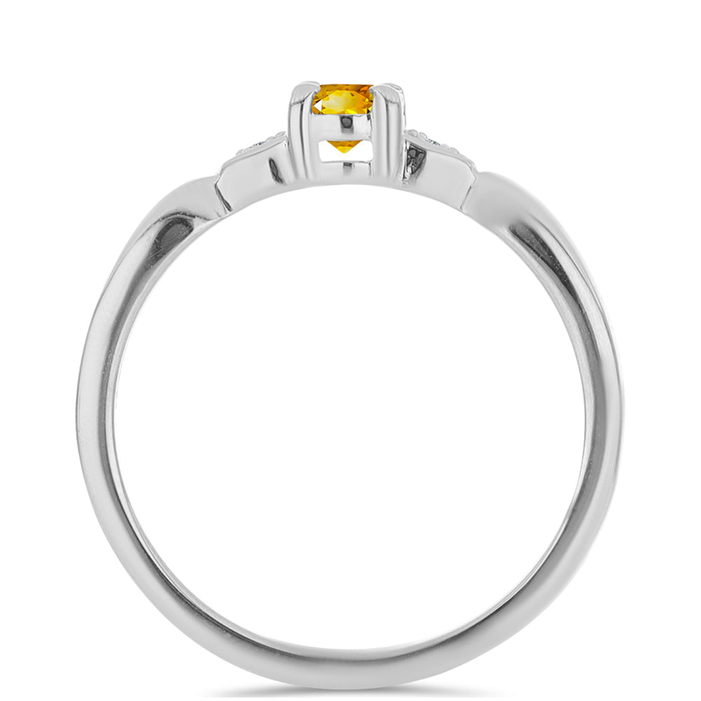 Inel din Argint 925 ( 2.19 grame ) cu Citrin Ural și Topaz Alb 0.25 Carate 2 
