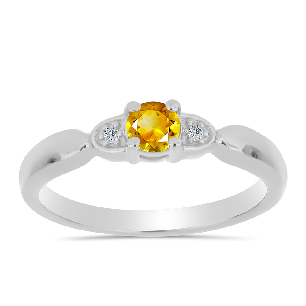 Inel din Argint 925 ( 2.19 grame ) cu Citrin Ural și Topaz Alb 0.25 Carate 3 